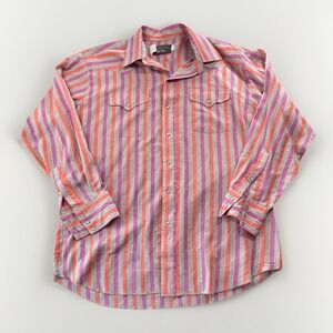Panhandle Slim Striped Western Pearl Snap Shirt Mens 17.5 35 Rodeo Cowboy Ranch